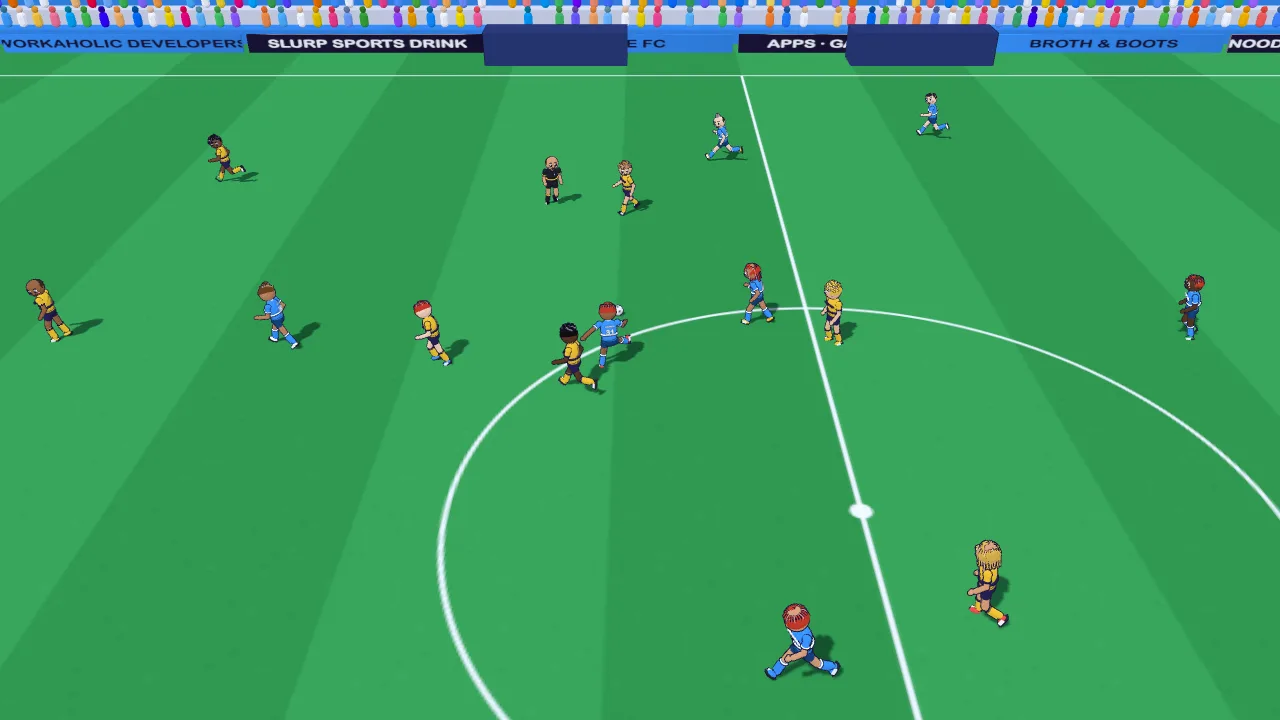 An 11-a-side match under floodlights