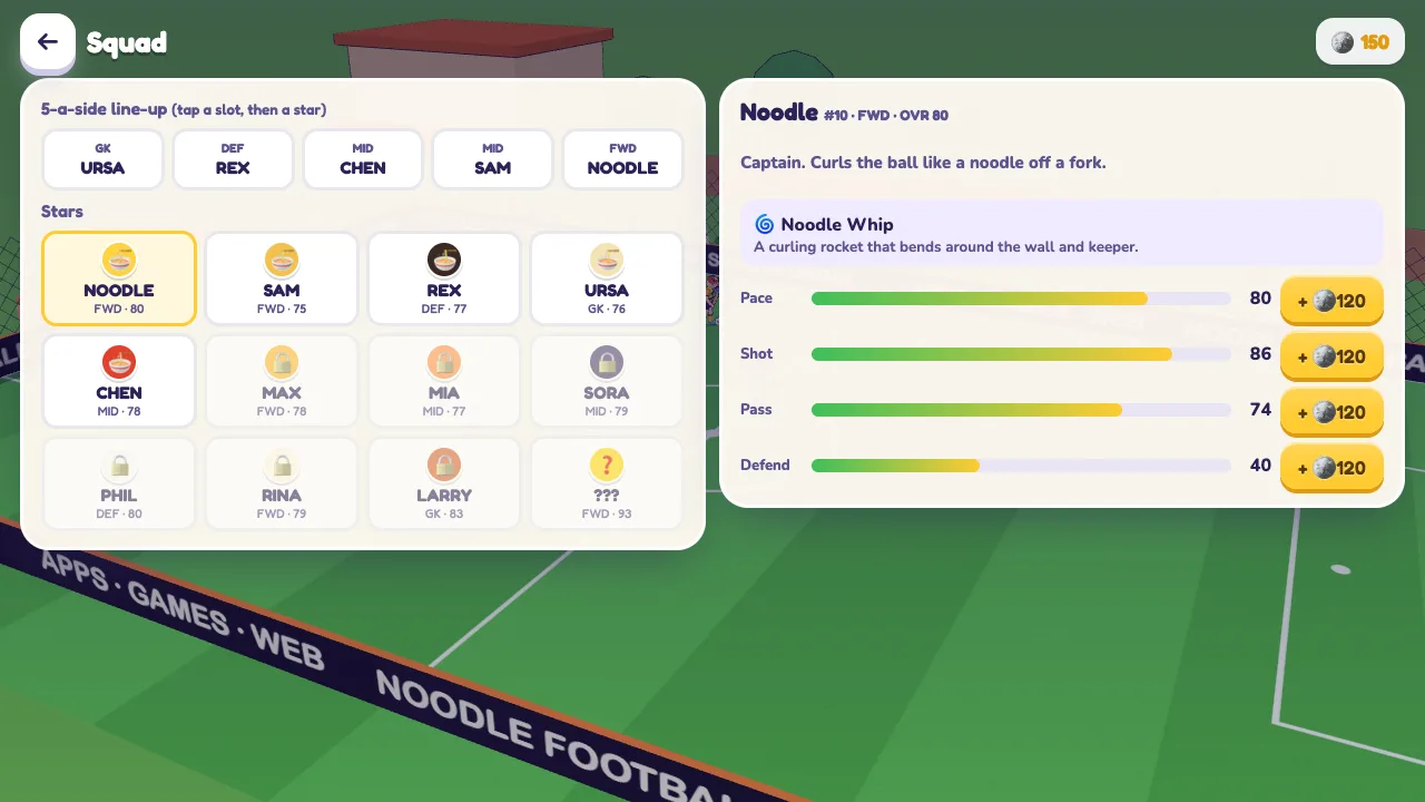 The squad screen